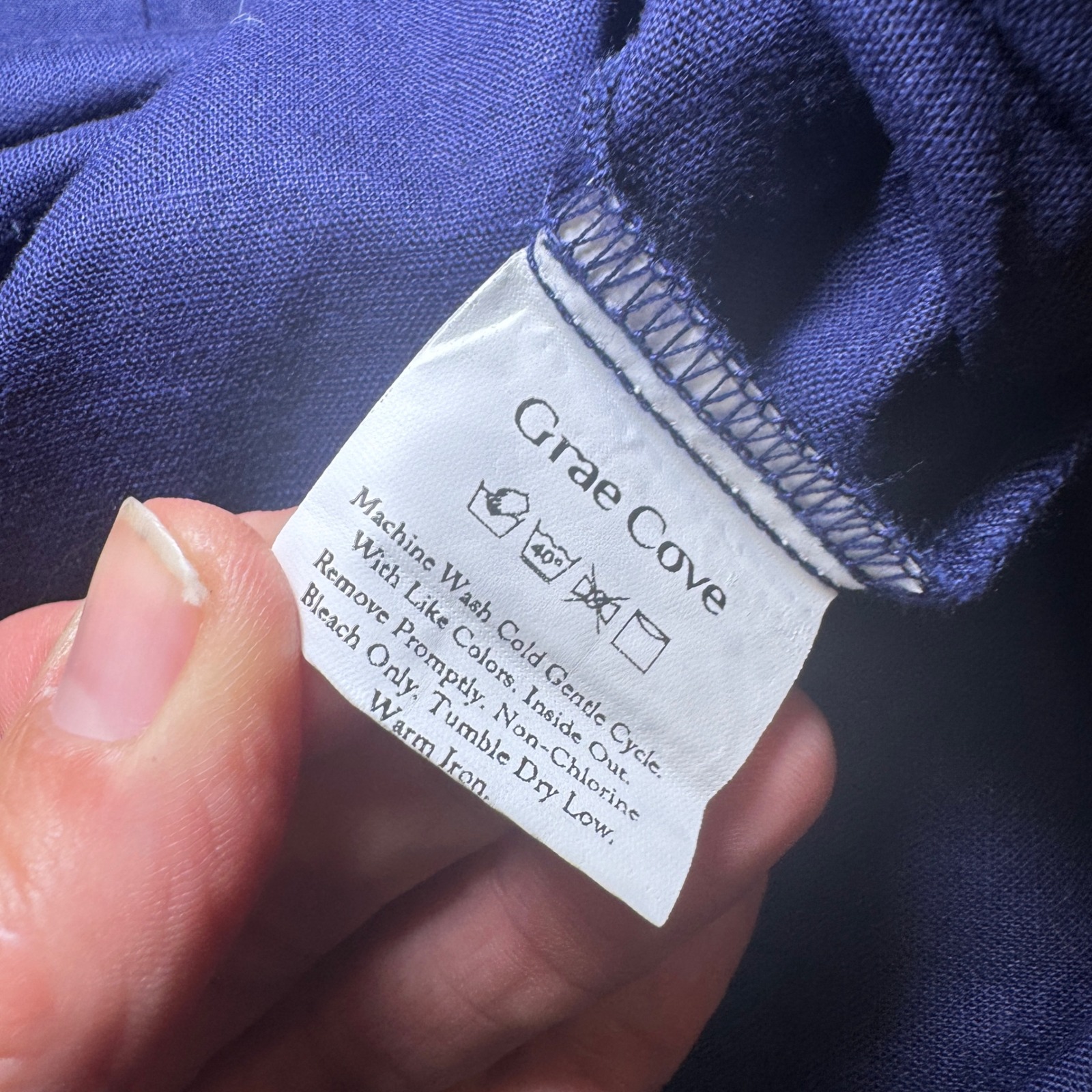 Grae Cove Navy Blue Linen Cotton Empire Waist Midi Dress Womens Xl Nwt — image 8 of 8